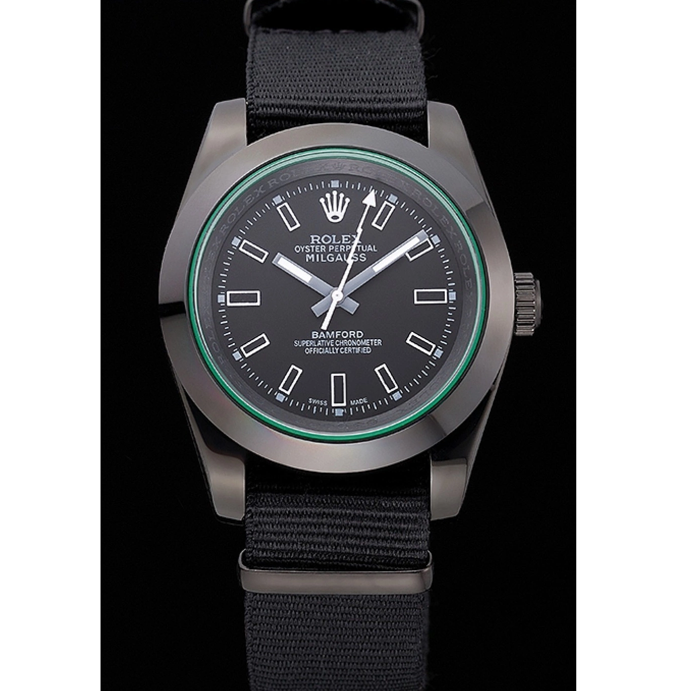 Rolex aaa copy 622001 Strap Milgauss Bamford Rolex Nylon Black 0823